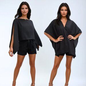 New Baliawear Black Cape Top Linen - Standard Size